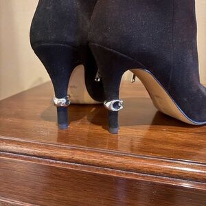 Coach Black Heeled Boots with Silver Accents